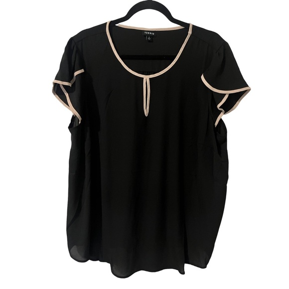TORRID Black Cream Pipping Blouse Plus Size Women Workwear Dress Wear Size 2X - Picture 1 of 9